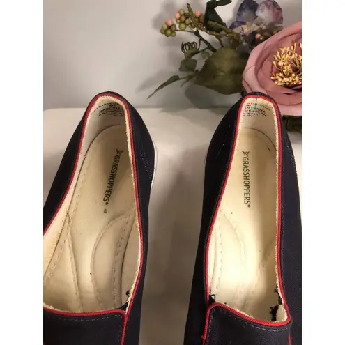 Grasshoppers Slip On Shoes Women Size 8M Navy Red Canvas Comfort Casual Blue