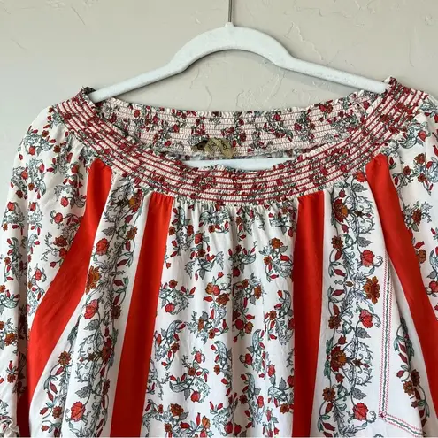 Democracy Dainty Floral Blouse Boho Ruffle Feminine Off Shoulder Lace Anthro cottage core