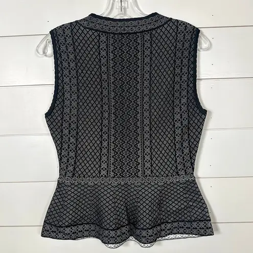 BCBGMAXAZRIA  Jaylenne Black Sweater Knit Peplum Top, EUC, Medium, MSRP $128