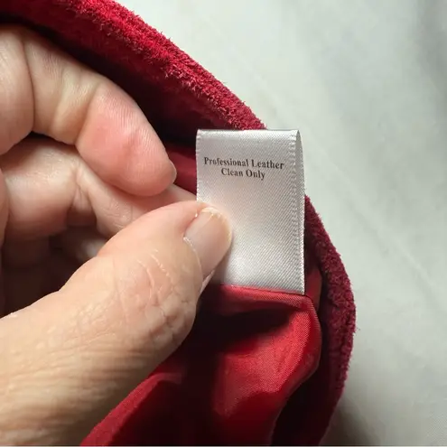 Coldwater Creek Red Suede Leather Zipper Jacket Lined Casual Biker Petite Small