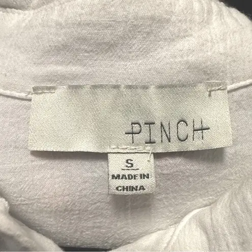 Pinch Tierred Button Up Sleeveless Hi Lo Hem Collared Blouse White Size Small