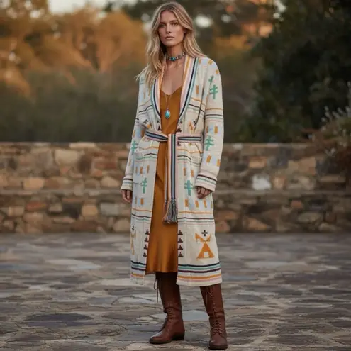 Faherty X B Yellowtail Paloma Duster Sweater Coat Hoodie Western Bohemian Small