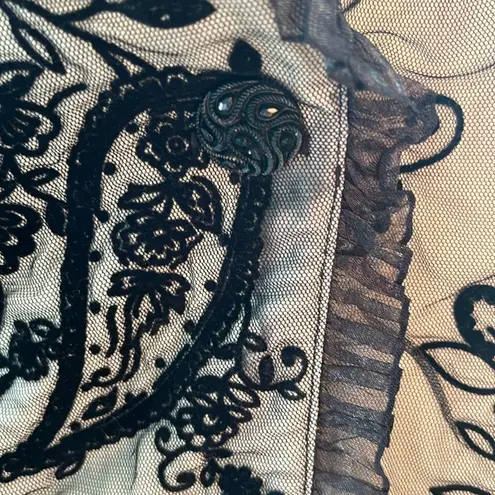 Vintage 90s IC Collection Black Lace Tulle Blazer Jacket size medium