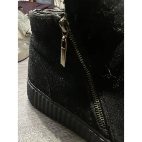 Saimilor Black Suede Platform Ankle Boots With Side Zipper & Ribbed Soles 11