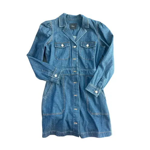 Rails Lisette Raw Denim Mini Dress Long Sleeve Button Down Shirt Dress