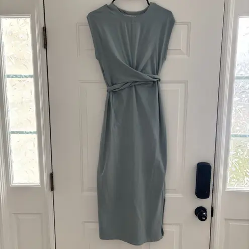 Modern Citizen Dress Womens Size XS Fei Tie Front Blue Midi Organic Cotton