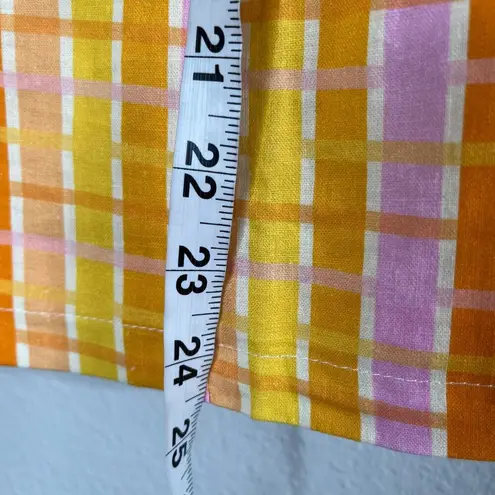 Peppermayo Girls Lunch Tube Mini Dress Splice Check Pattern Linen Blend US 6