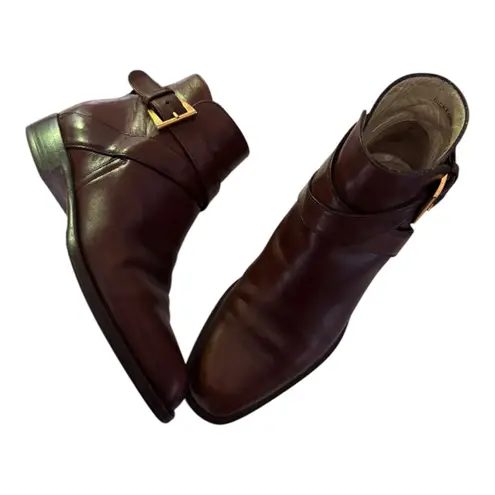 Bally Bickford Brown Leather Ankle Strap Boots Size 5½ M Made in Italy