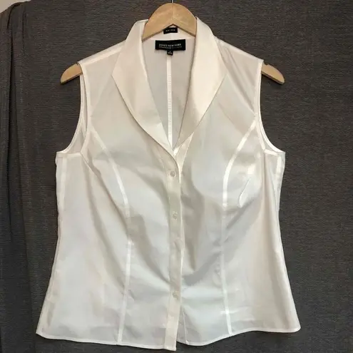 Jones New York  White Sleeveless Button-Up Collared Blouse Womens Size 12