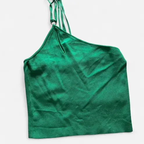 Kookai Green Ribbed Halter Tank w/ Silver Ring Detail – Y2K Retro Chic (Sz 1)