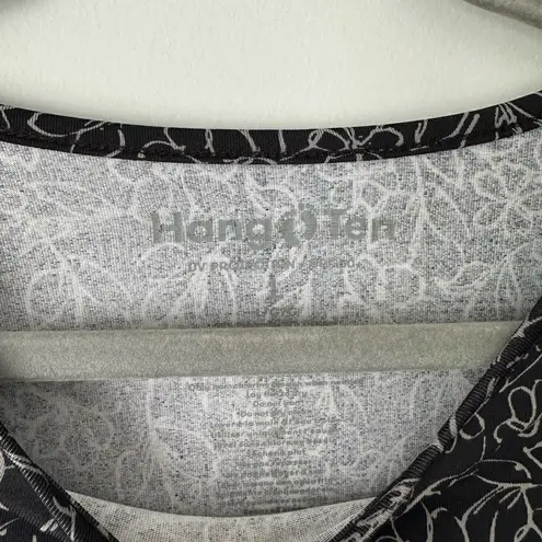 Hang Ten UPF 50+ long sleeve swim outdoors shirt black floral print size large