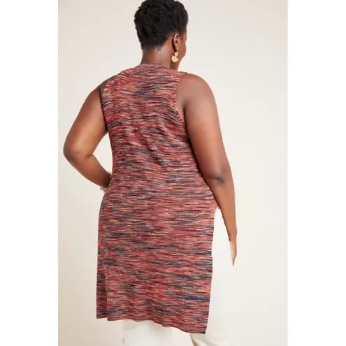 By Anthropologie Tami Sleeveless Knit Tunic Size 2X Space Dye Colorful Slit Fall Red