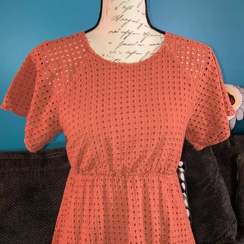 🧜♀️ Ces Femme Eyelet Lace Dress, Medium Orange