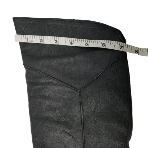 Crossroads Womens Boots Black Leather Block Heels Pull On Pointed Toe Flat 8 W