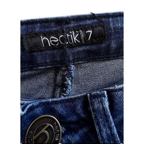 Hectik7 by Natalia Womens Blue Distressed Patched Skinny Jeans Size 7 Junior