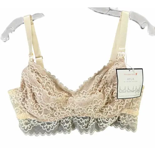 The Dairy Fairy Ayla Nursing Bra Women 4 L Cream Lace Pumping Handsfree Feminine Size L