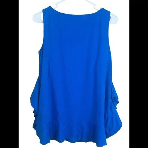 Susana Monaco  Womens Blue Sleeveless Ruffle Trim Fashion Tank Top M