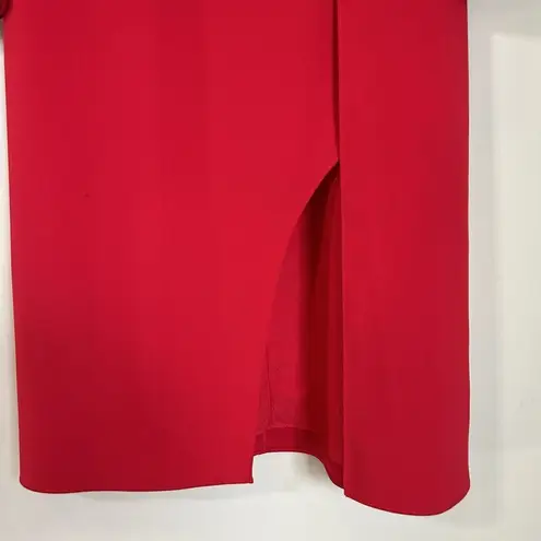 Halston Heritage  Belted Crepe Sheath Dress 2 Scarlet Cold‎ Shoulder Cutout $325