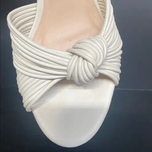 Anthropologie Guilhermina Leather Knotted Platform Heels Cream Silver Size 9
