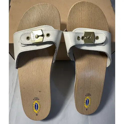 Dr . Scholls White Italian The Original Wooden Exercise Clog Sandals Size 9M