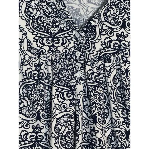 A Jesdani Women’s Blue/white Top, V Neck, Short Sleeve, Polyester/Spandex, Large Blue