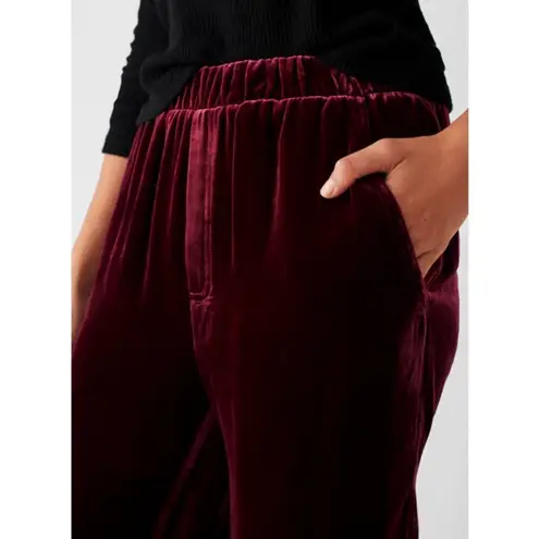 Faherty ππ Vintage Silk Velvet Genevieve Pant Wide Leg Maroon Banner Large NWT