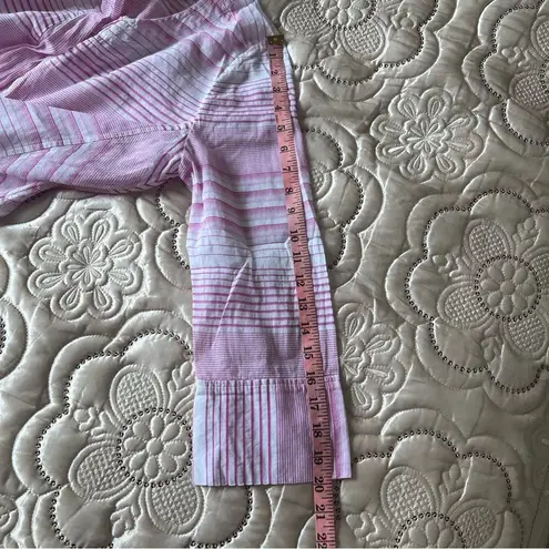 NYDJ Regatta Stripe Split Neck 3/4 Sleeves Cotton Tunic Size Small