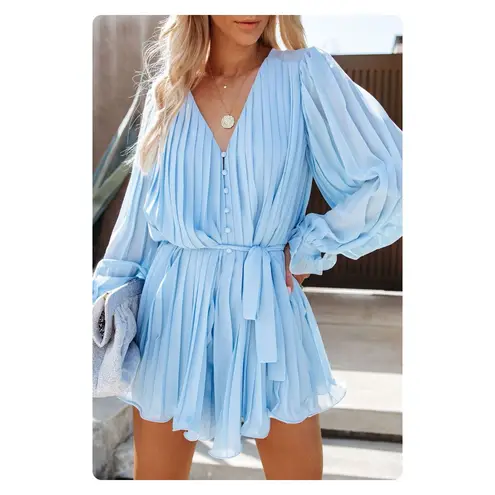 Endless Rose ★ NWT “Found Love” Pleated Romper - Powder Blue ★
