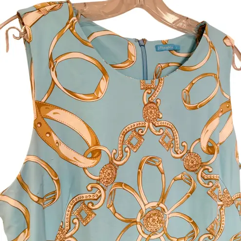 J. McLaughlin Sophia Catalina Cloth Sheath Dress Womens Large Blue Career Preppy