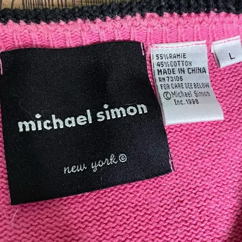 Michael Simon Vintage Embroidered Patchwork 3D faces hats cardigan top size L Pink Size L - Image 5