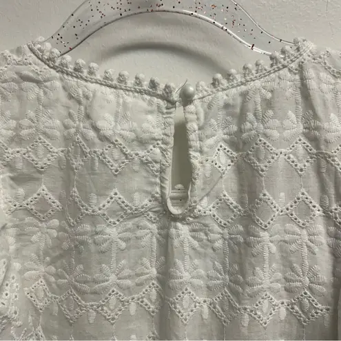 White Eyelet Lace Ruffle Babydoll Top Size M
