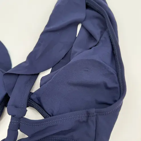 Robin Piccone Ava Bikini Top Size Extra Small NEW Ruffle Tie Swim Navy NWOT