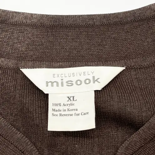 Misook VTG Womens Cardigan Sweater XL Brown Quiet Luxury Minimalist Office 90s