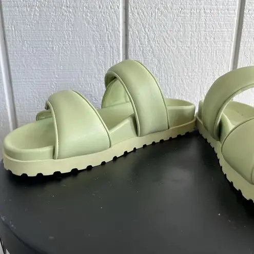 Gia Borghini x Pernille Teisbaek Leather Slides Sandals Light Green Size 39 EUC