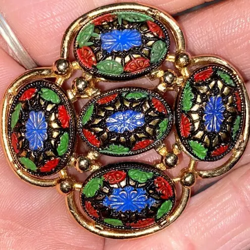 Vintage Sarah Coventry Light of the East Mosaic Brooch Vintage Gold