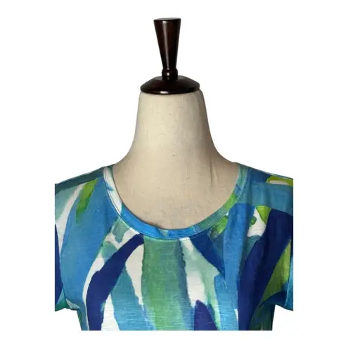 Capelton Road Dress Women Small Floral Cotton Short Sleeve T Shirt Mini Boho Blue