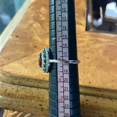 Natural Red Garnet Chrome Diopside Sterling Silver Ring Size 8