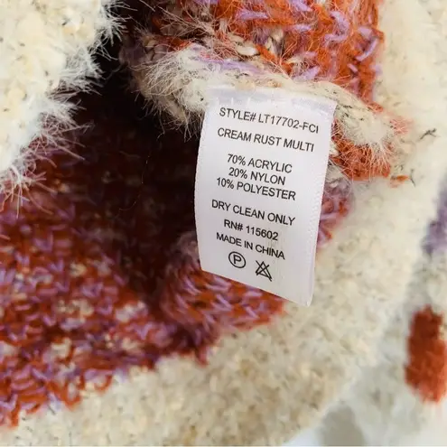 Lush Clothing Lush Cream Floral Geo Print Cozy Knitted Crewneck Sweater | Size: S