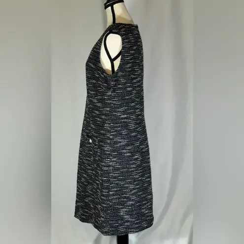 Karl Lagerfeld • Tweed Shift Dress Womens 12 Black White White Pearl Buttons
