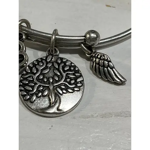 Charm Bracelet Paw Print Tree of Life Wing Silver Tone Bangle Bracelet
