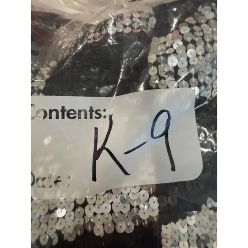 VTG Maurada Sequin Checkered Top Womens XL Black Silver Knit Glam Party Sweater