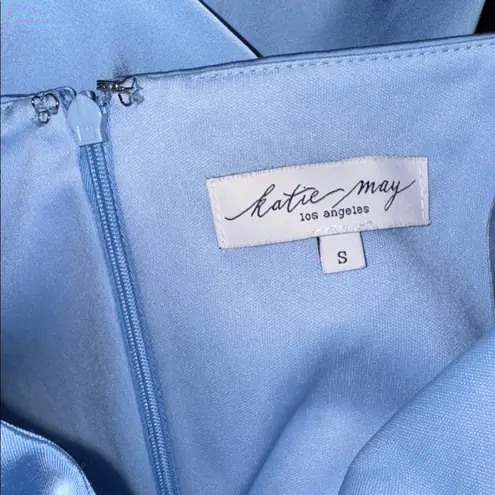 Katie May New Flora Bustier top sleeveless satin Blue Cocktail midi Dress S