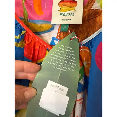 Farm Rio NWT Summer Picnic V-Neck Midi Dress w/ Braided Belt Size M