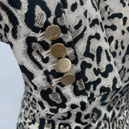 Rachel Parcell NWT Leopard Metallic Jacquard Double Breasted Blazer Jacket Small
