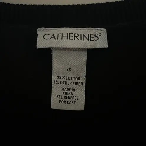 Catherines Size 2X Black - Owl Sequin Christmas Crewneck Sweater Top