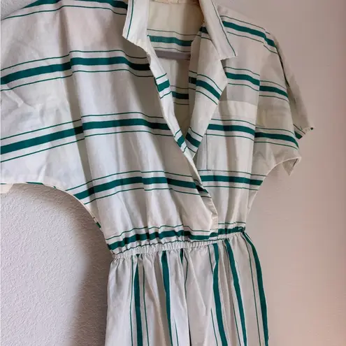 Vintage Midi Dress with Tie Front and Dolman Sleeves White Size none