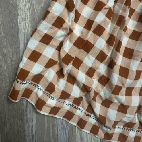 Matilda Jane women’s sleeveless babydoll top brown/ cream with plaid/polkadots