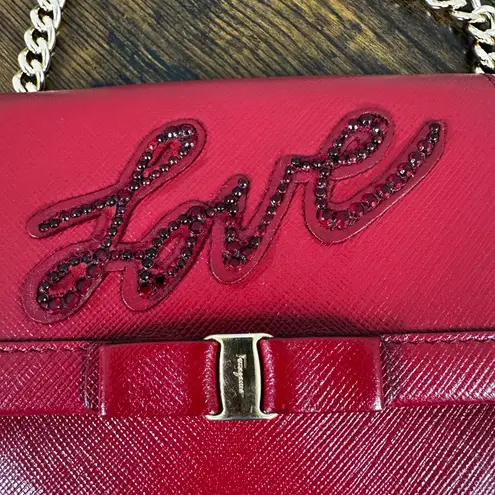Salvatore Ferragamo Rare "Love" Compact Wallet Red Leather