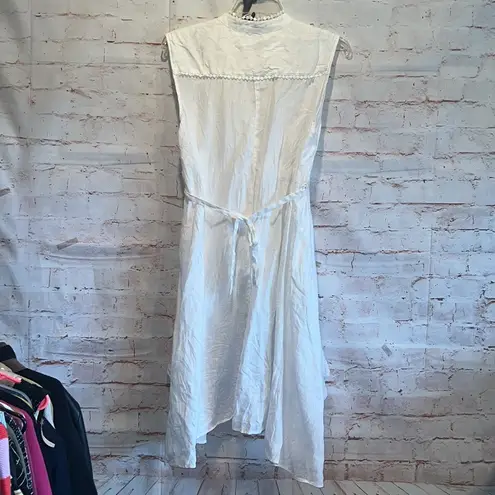 ZARA  Woman linen blend hi low sleeveless blouse business casual S white tie back