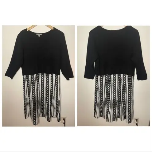 Roz & Ali Woman Black/White Scoop Neck Sweater Dress Size 1X
